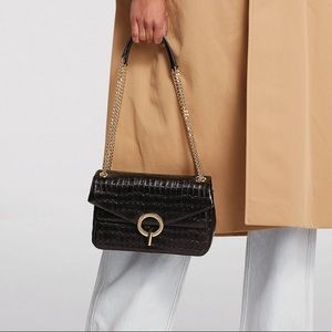 Sandro leather croc-embossed cross-body bag
